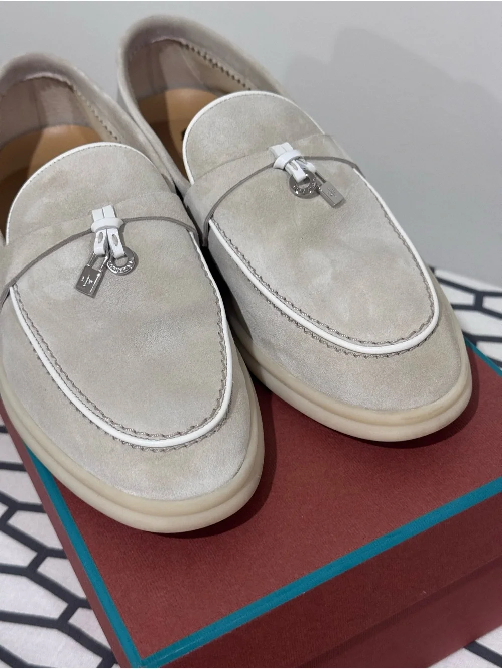 Loro Piana Summer Walk Suede Loafers in Light Beige